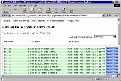 screenshot of JSP interface